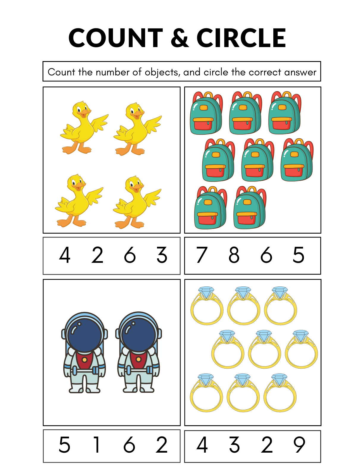 Numbers worksheet preview