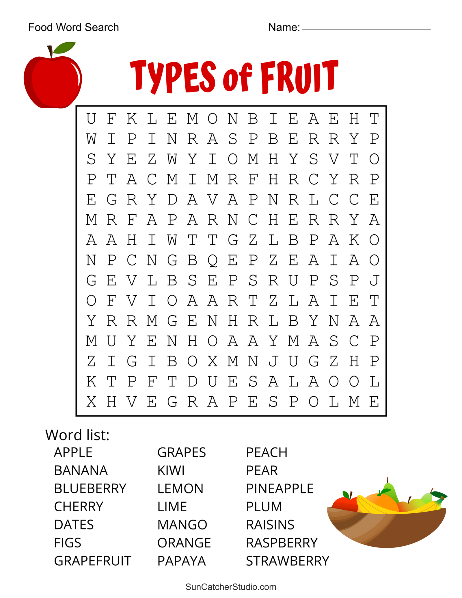 Word search worksheet preview