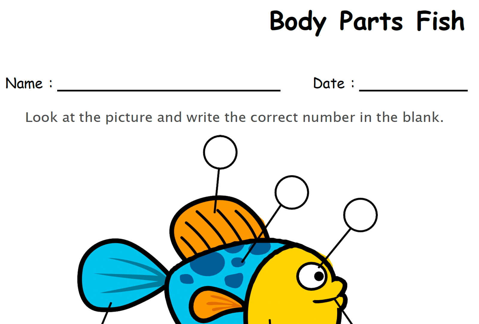 label the body parts of fish worksheet