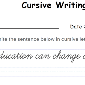 Cursive Handwriting Practice Worksheet V1 Download