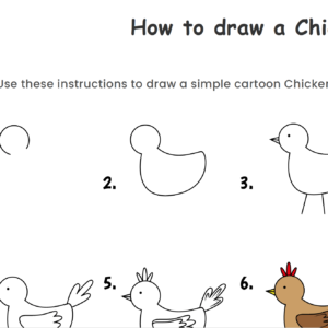 Buy & Download Chicken Drawing Coloring Worksheet