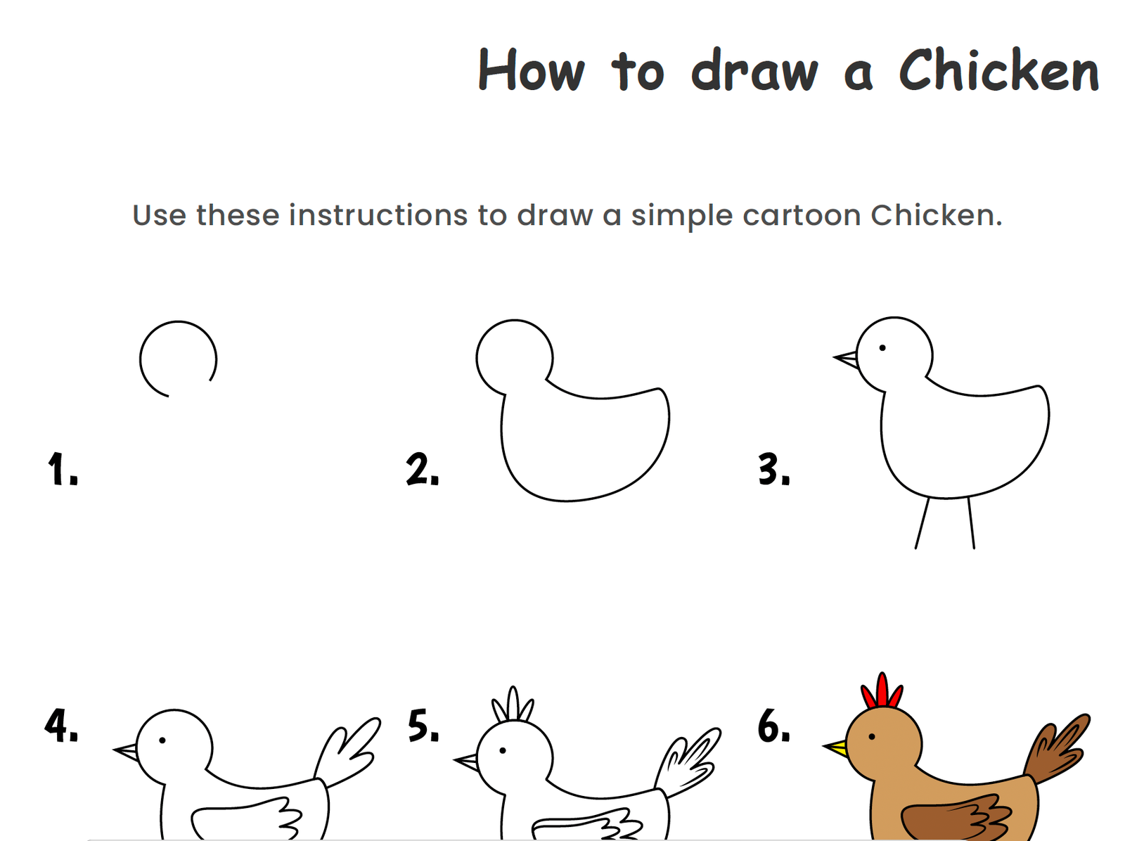 buy & download how to draw chicken worksheet