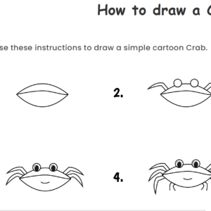 Buy & Download Crab Drawing for Kids Worksheet