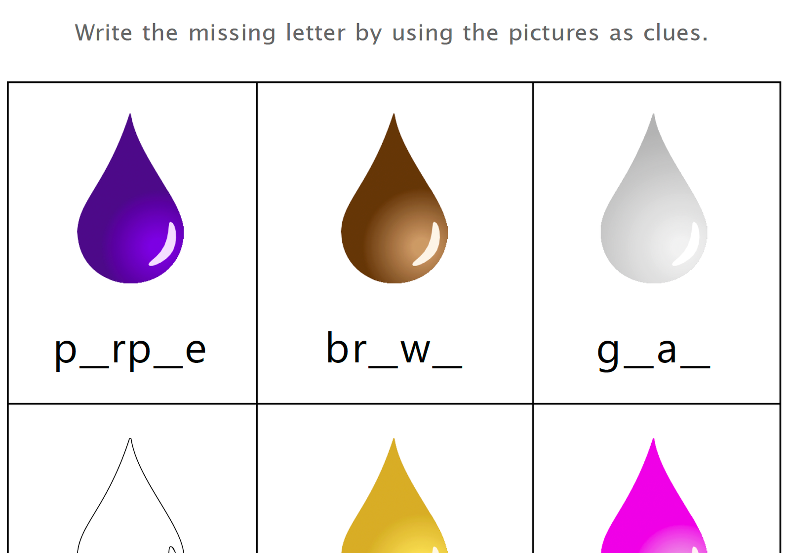 missing letters colors worksheet v2
