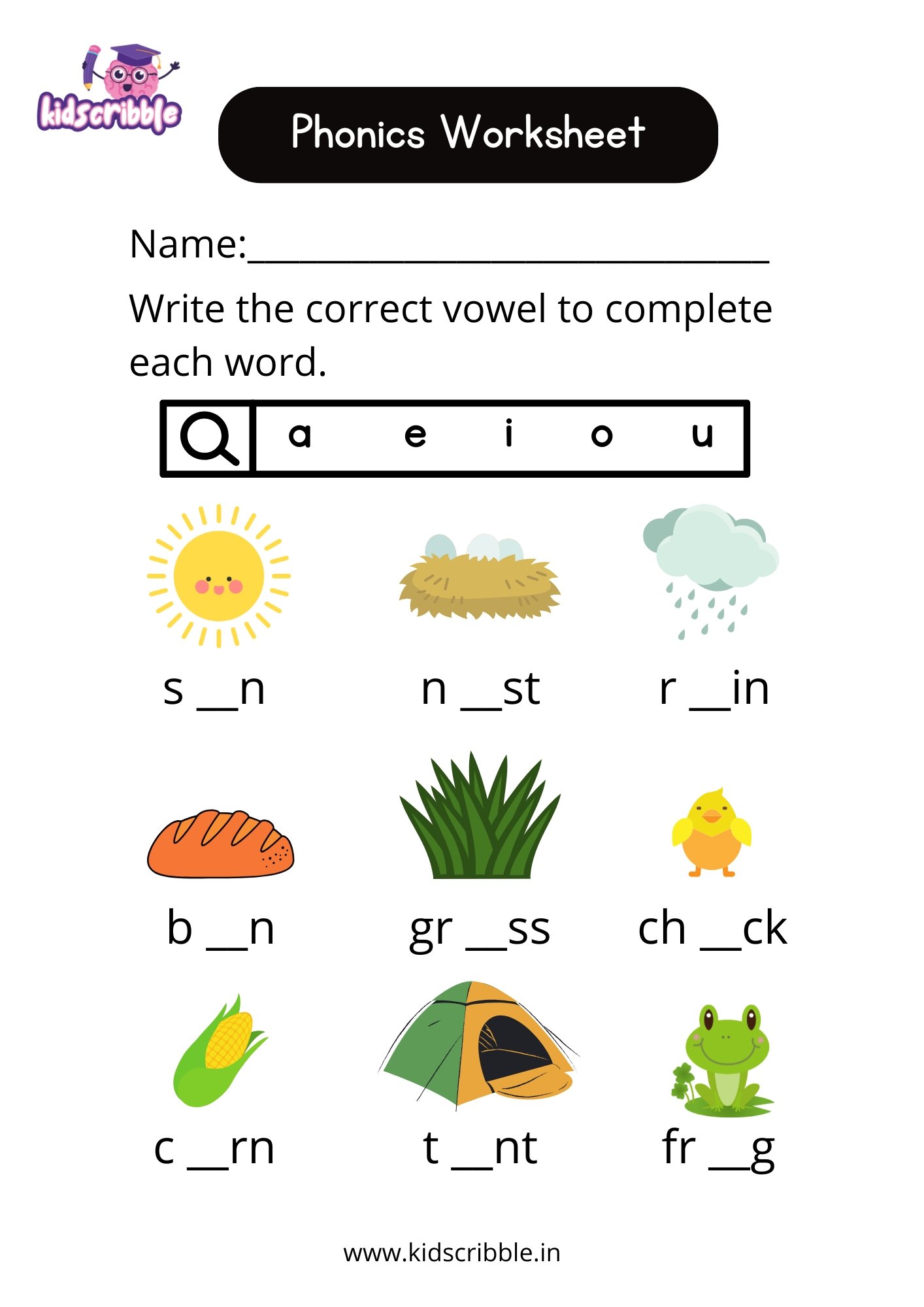 phonics illustrative english nursery worksheets | kids activity sheets download
